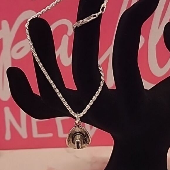 Cowboy Hat Diamond Cut Rope 8" Bracelet in 925 sterling silver NWT - Picture 1 of 6